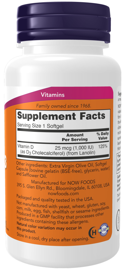 NOW Vitamin D-3 1000iu 180ct